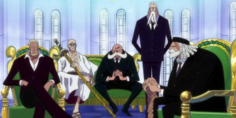 The Gorosei (Five Elder Stars) sitting together at Mary Geoise.