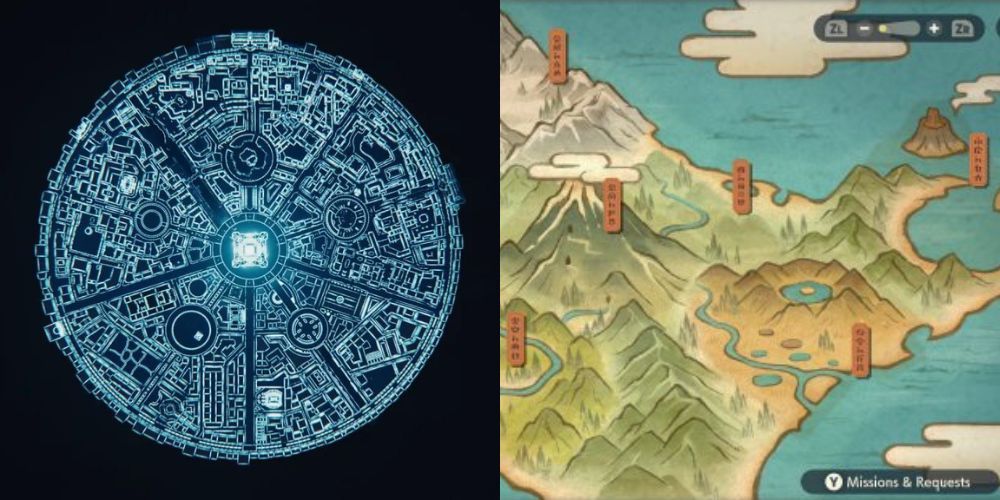 The New Map of Lumiose City vs. the map of the Hisui Region.