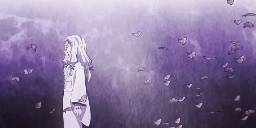 The Spider Demon dying to Shinobu's Butterfly Dance Caprice attack.