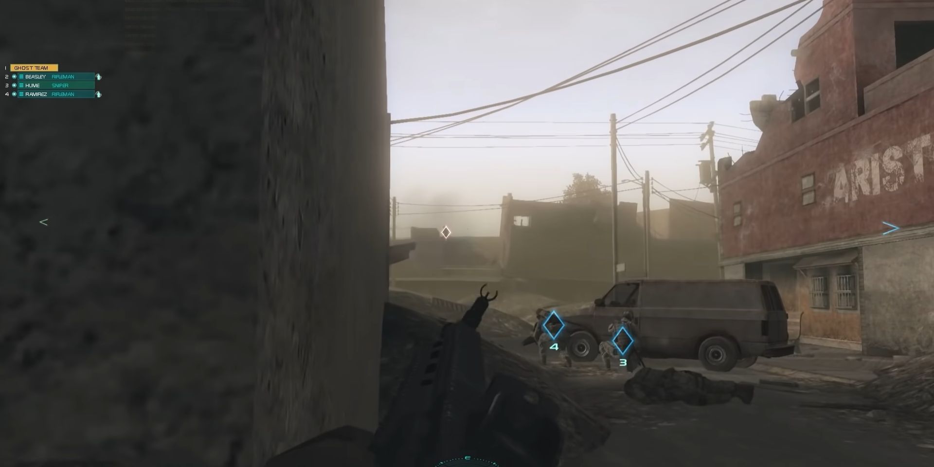 Aiming at a far away enemy in Tom Clancy's Ghost Recon Advanced Warfighter 2