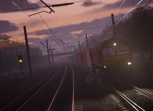 Train Sim World 4 Steam screenshot 6 colorful cargo train driving at night
