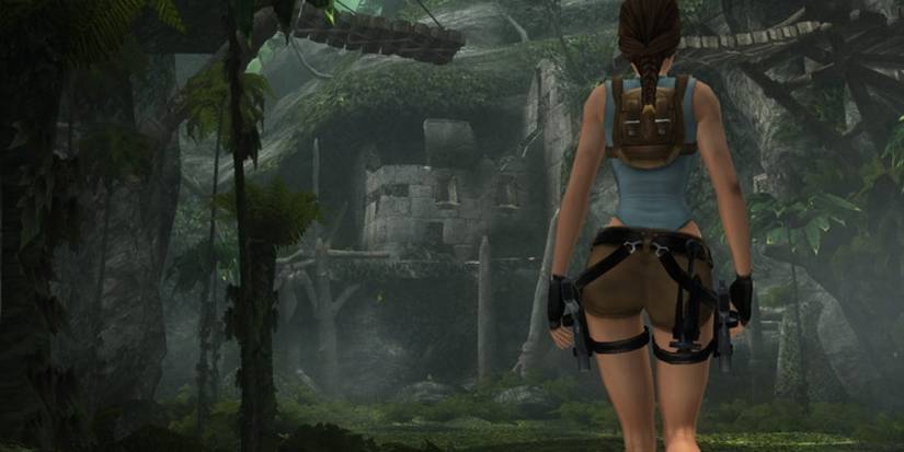 lara walking through a jungle