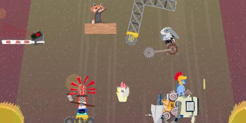 A map full of traps in Ultimate Chicken Horse