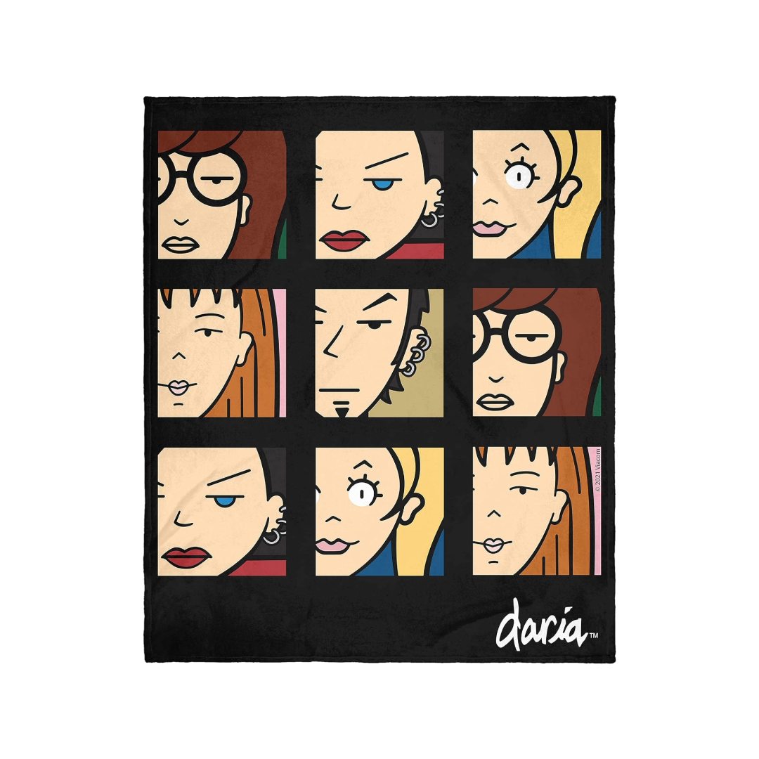 INTIMO MTV Daria Character Panel Faces Plush Fleece Throw Blanket