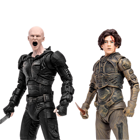 This image shows the action figures for Paul Atreides & Feyd-Rautha Harkonnen from Dune 2