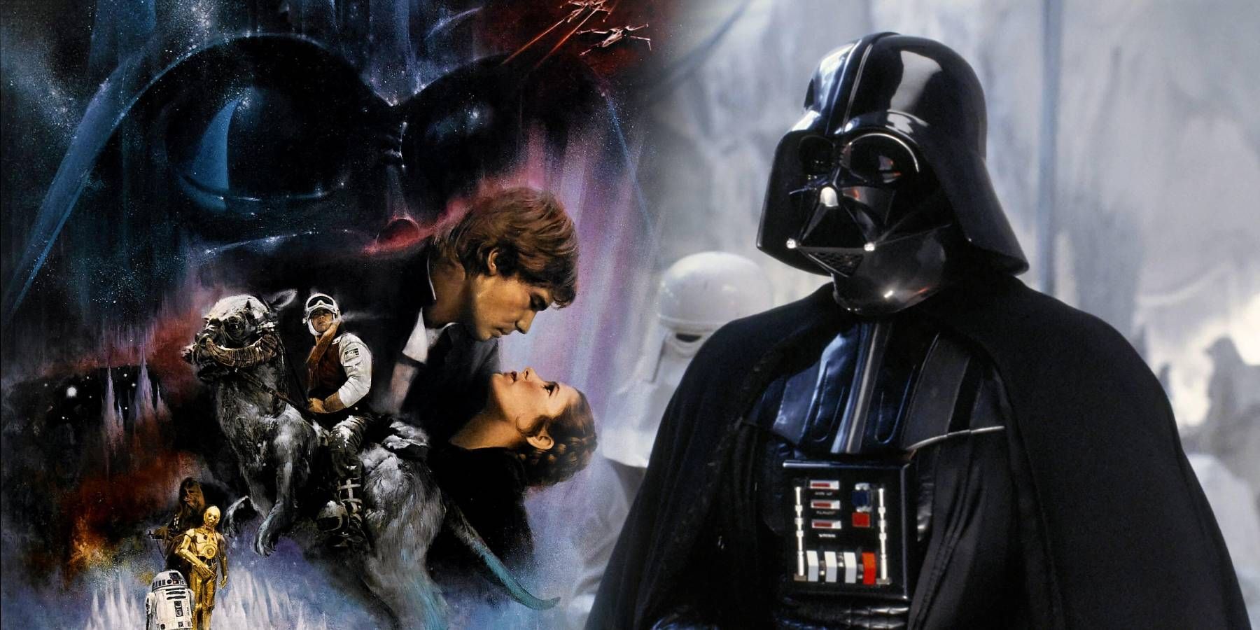 Darth Vader on Hoth in Star Wars: Episode V: The Empire Strikes Back next to the movie's official poster