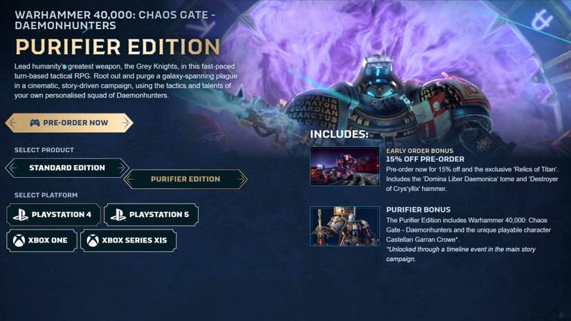 The contents of the Purifier Edition of Warhammer 40,000: Chaos Gate - Daemonhunters