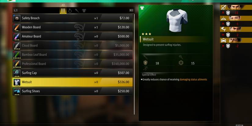 Wetsuit armor in Like a Dragon Infinite Wealth