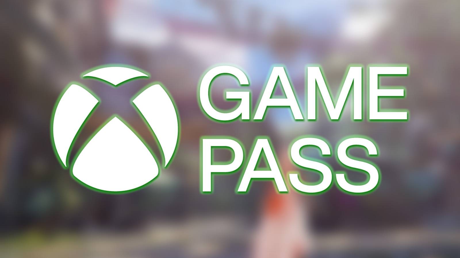 White Xbox Game Pass logo with green glow drop shadow on blurred Tales of Arise Steam page promo screenshot