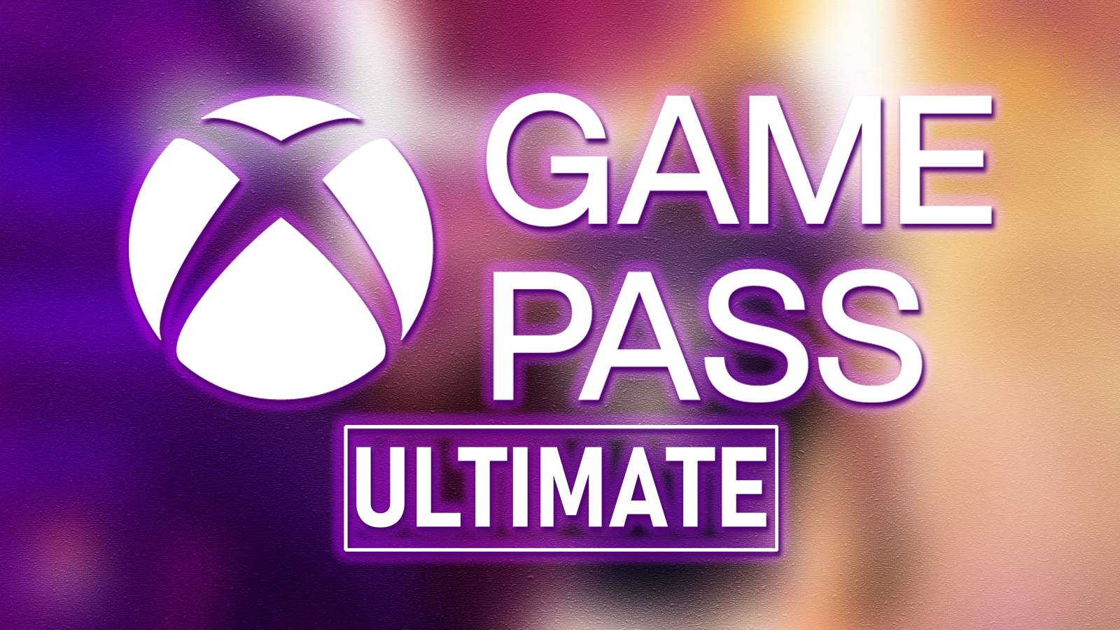 white Xbox Game Pass Ultimate logo purple glow over blurred Madden NFL 24 EA Play store key art
