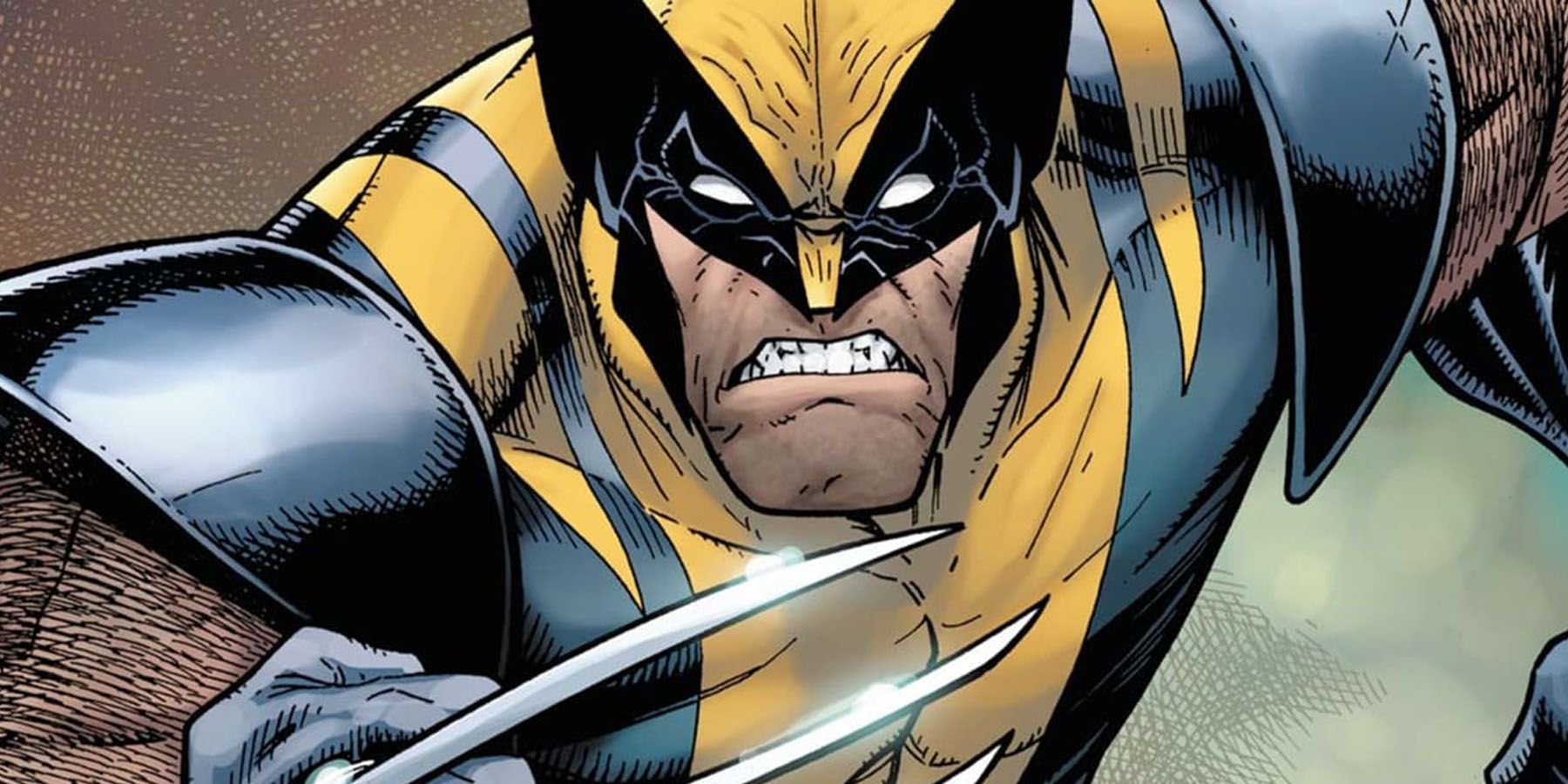 An image of Wolverine in his classic yellow and blue costume from Marvel Comics.