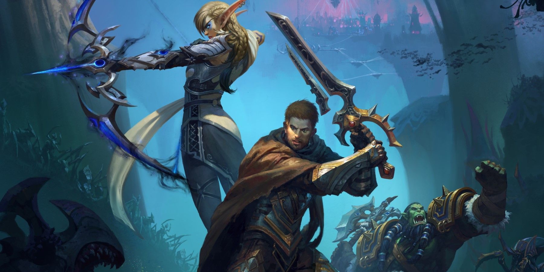 alleria anduin and thrall from the key art for the war within