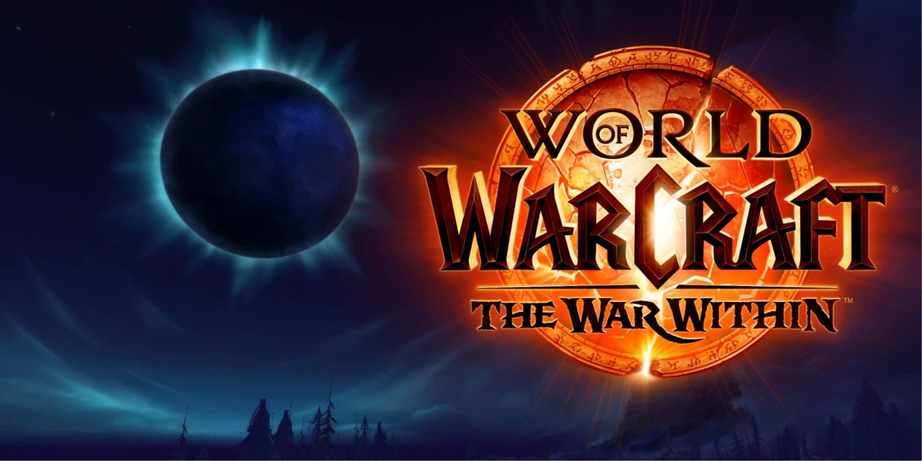 an eclipsed moon in wow next to the war within logo on darkshore