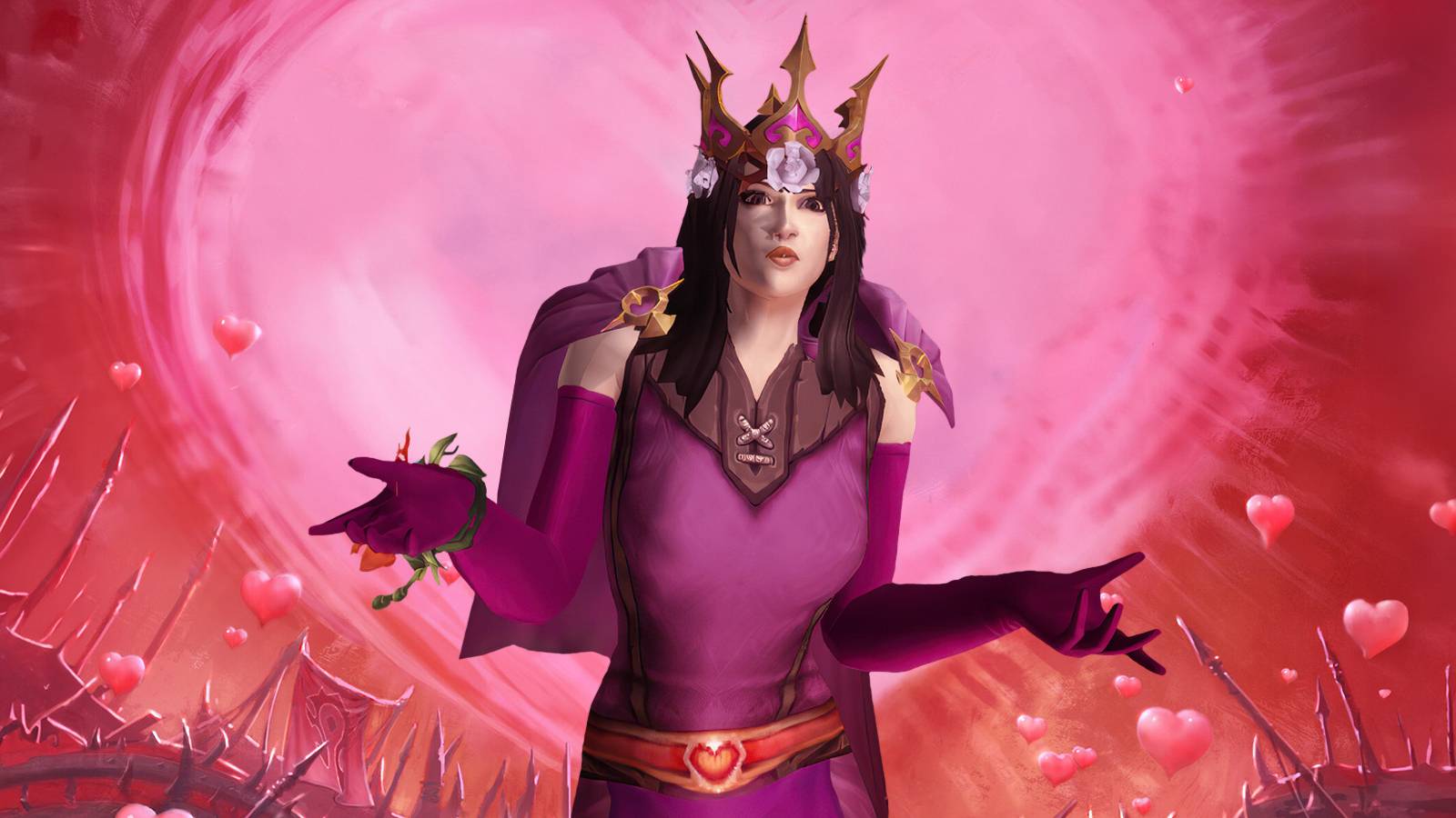 a wow human wearing new valentine's day gear shrugging in front of a heart