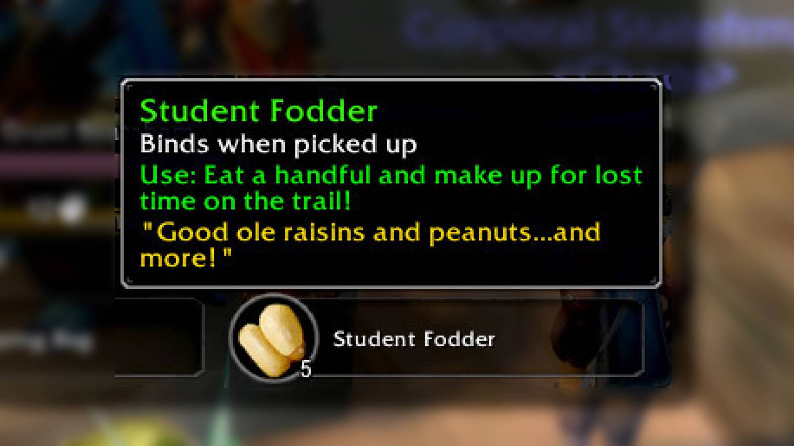 WoW Season of Discovery Student Fodder Item Effects Tooltip