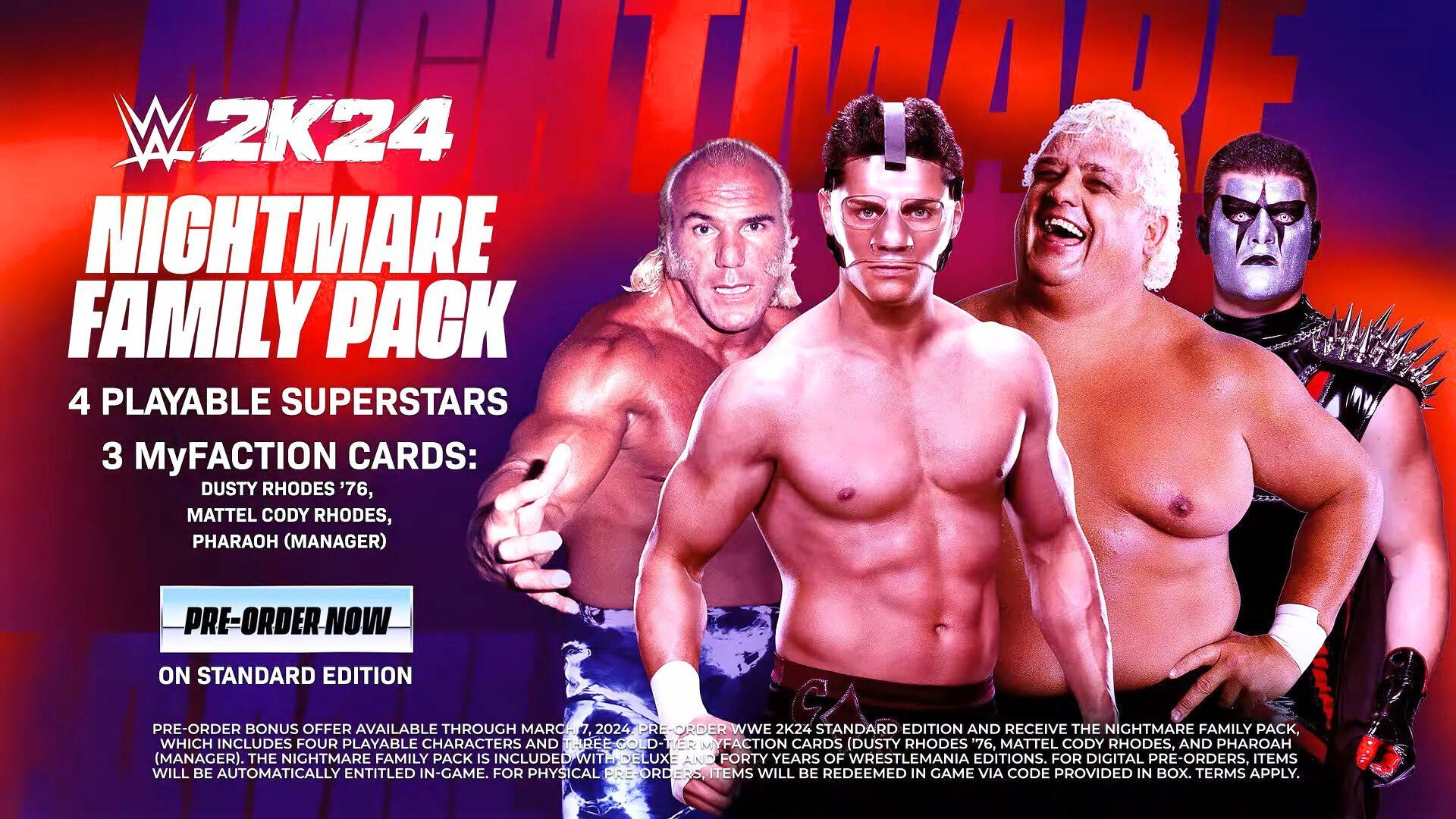 The contents of the Nightmare Family Pack in WWE 2K24