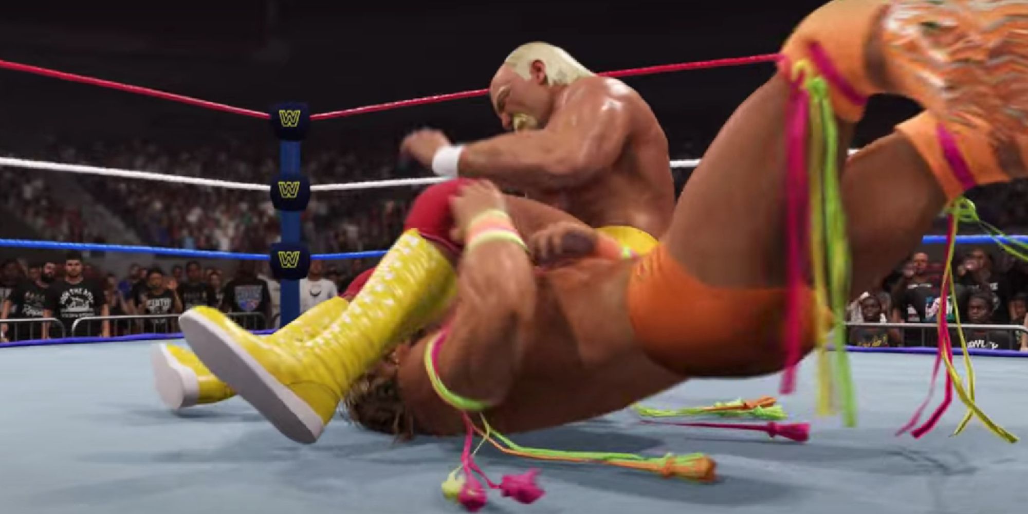 WWE 2K24 - Hulk Hogan leg drops Ultimate Warrior