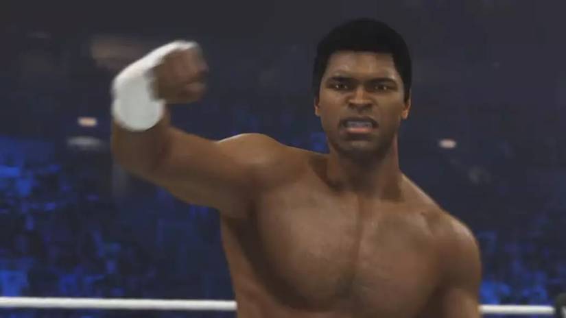 A screenshot of Muhammad Ali in WWE 2K24.