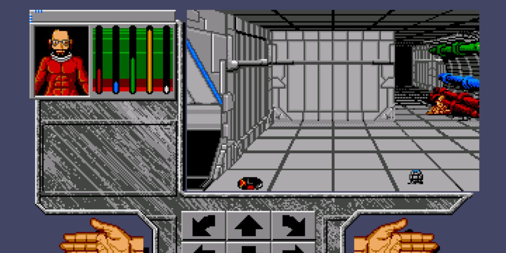 A player navigating a facility in Xenomorph