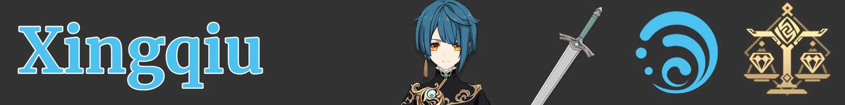 Xingqiu's weapon element and region - sword hydro liyue - genshin impact