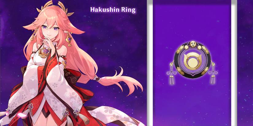 yae miko using hakushin ring in genshin impact