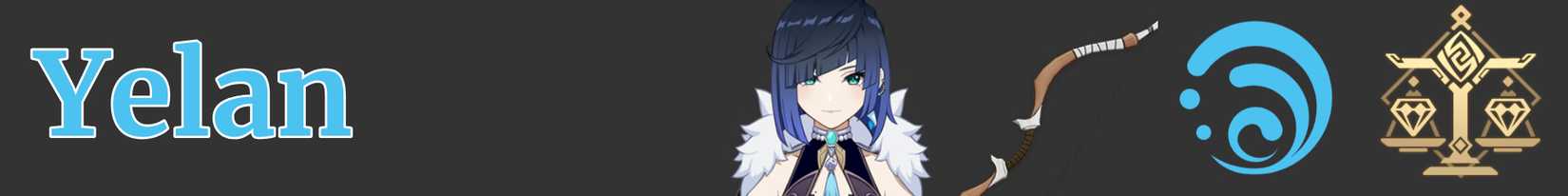 Yelan's weapon, element, and region - bow hydro liyue - genshin impact