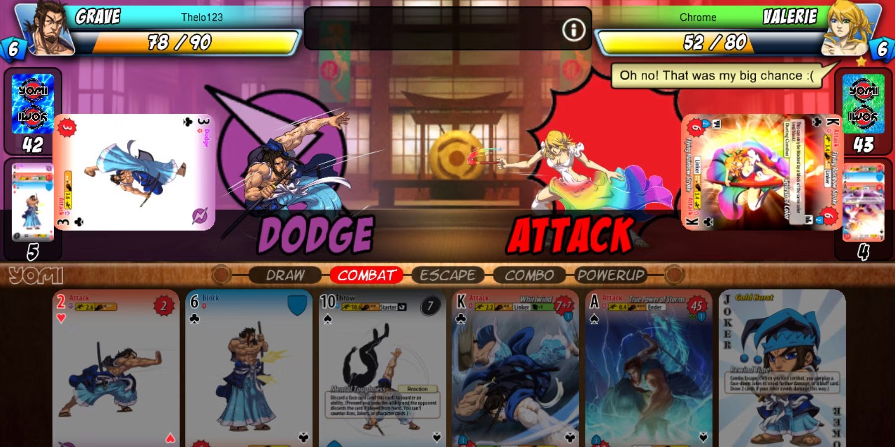 An image from the game Yomi where a character is dodging the opponent's attack