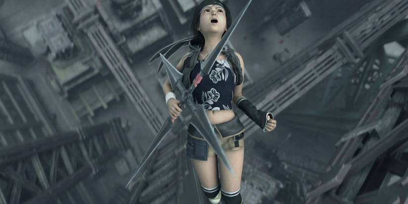 Yuffie backflipping in Final Fantasy 7 Advent Children
