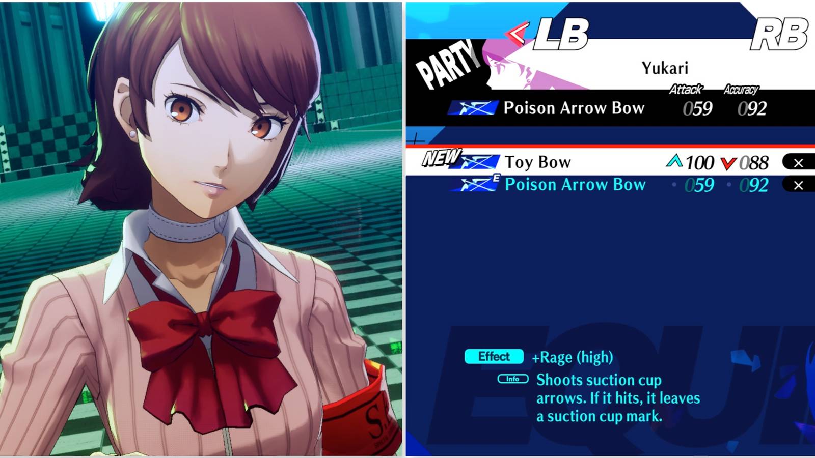 Yukari and the Toy Boy weapon in Persona 3 Reload