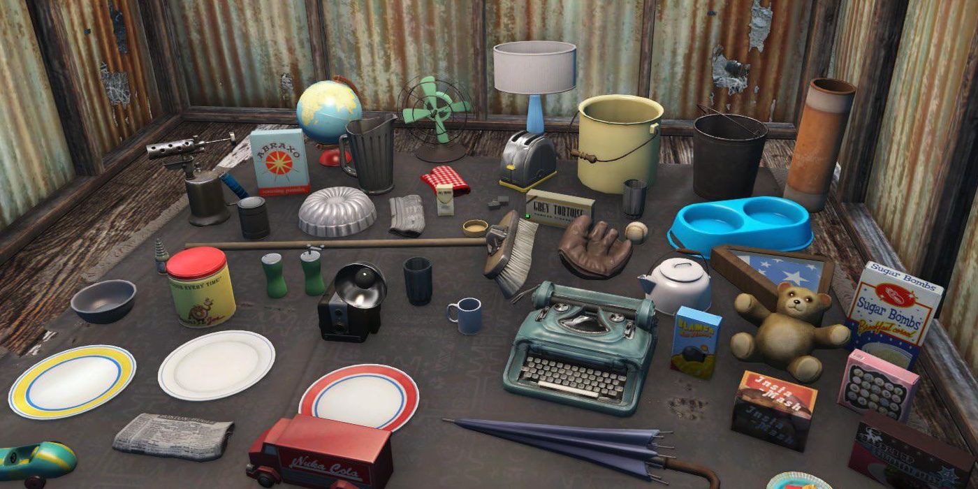 A room full of Fallout 76 Pre-War junk items