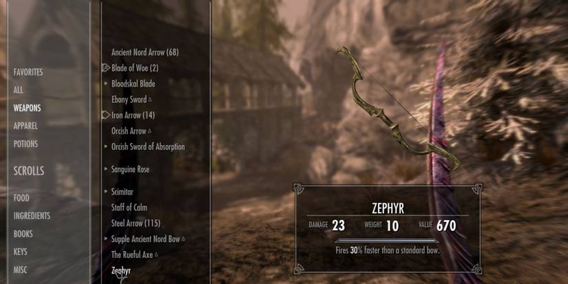 Zephyr Bow in Skyrim