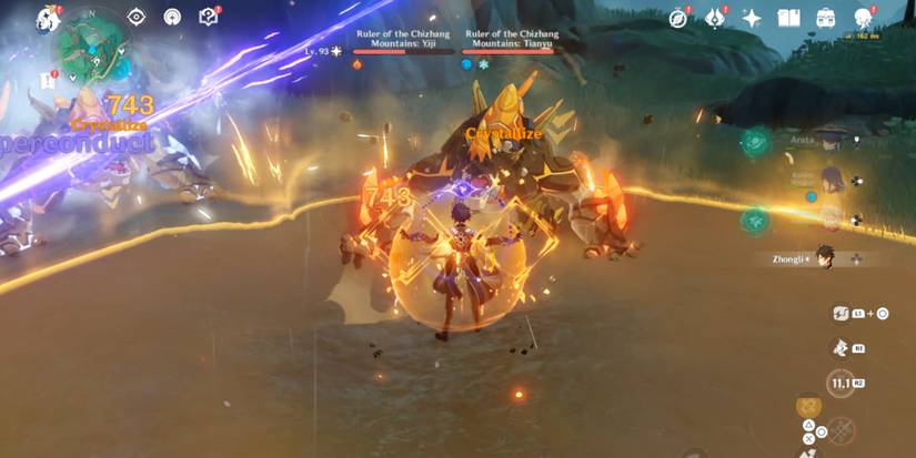 zhongli using shield in genshin impact