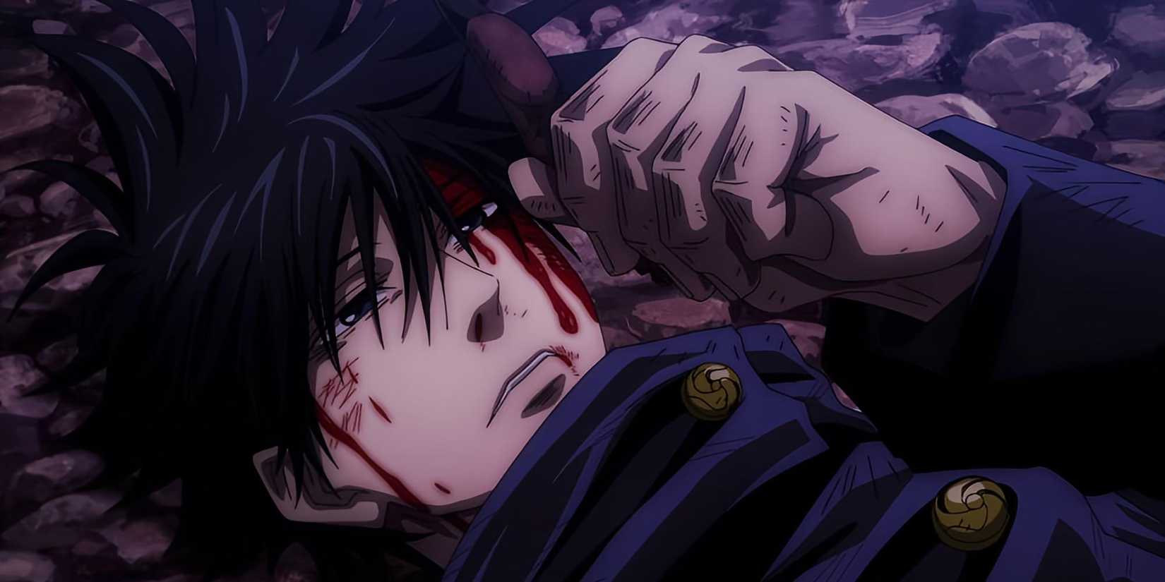 Megumi_holding_Sukuna_finger_while_injured