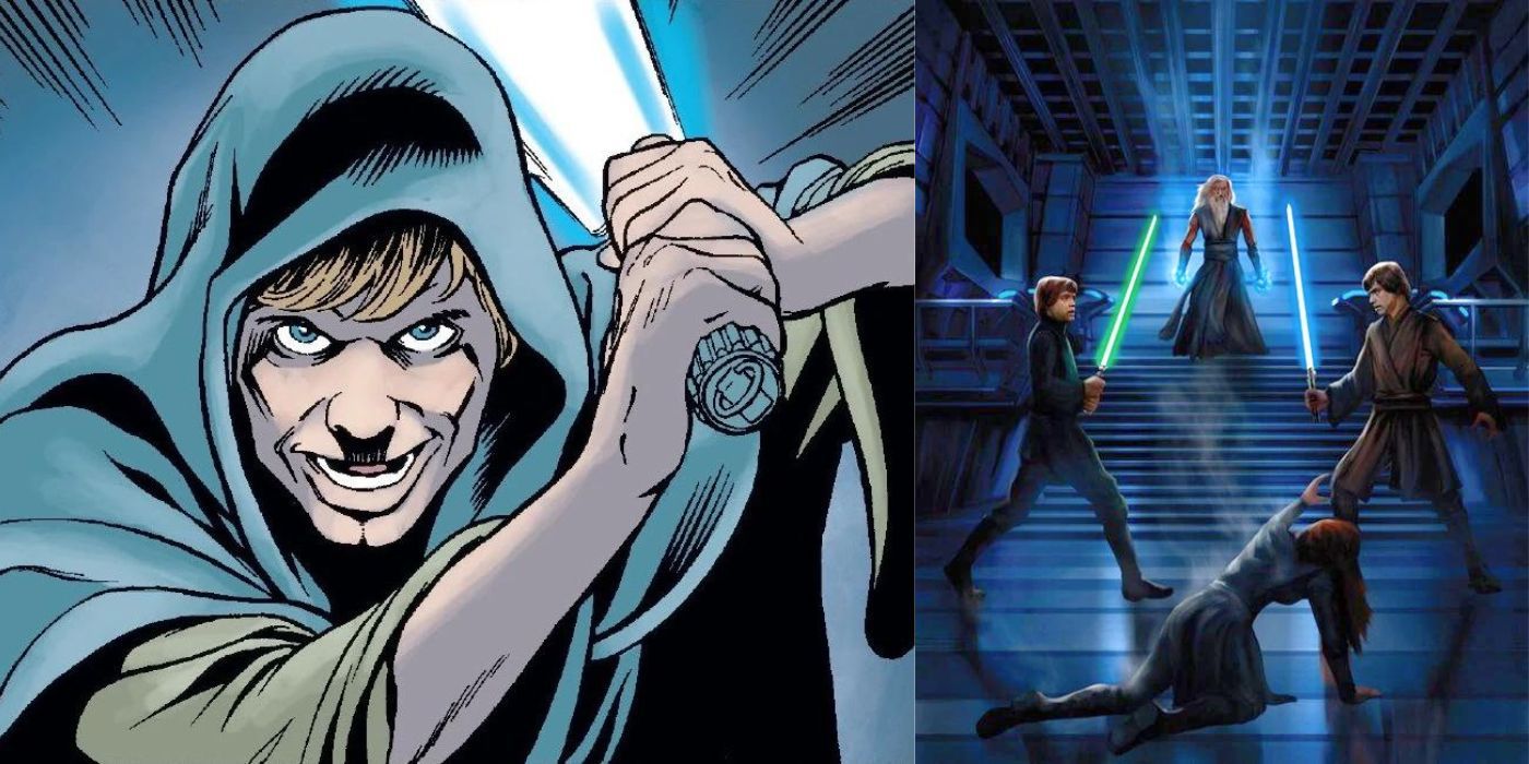 Luuke Skywalker clone fighting original Luke Skywalker