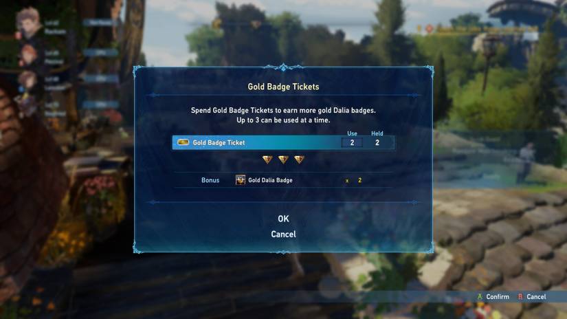 Prompt for earning Gold Dalia badges in Granblue Fantasy Relink