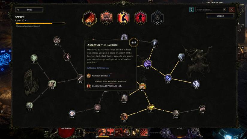 Swipe specialization passives in Last Epoch