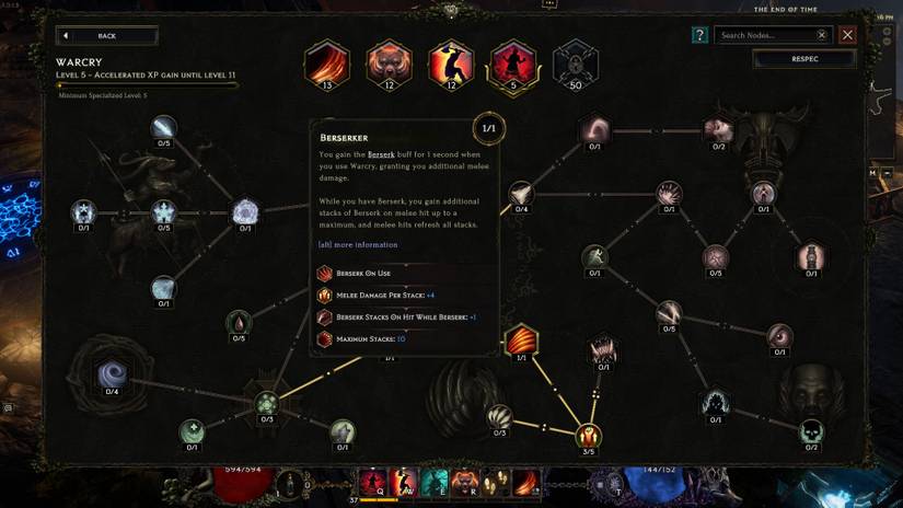 Warcry's specialization tree in Last Epoch