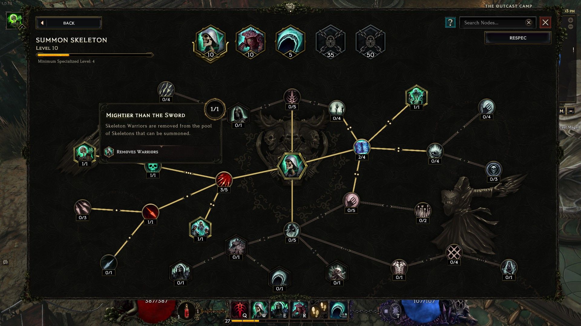 Summon Skeleton skill tree in Last Epoch