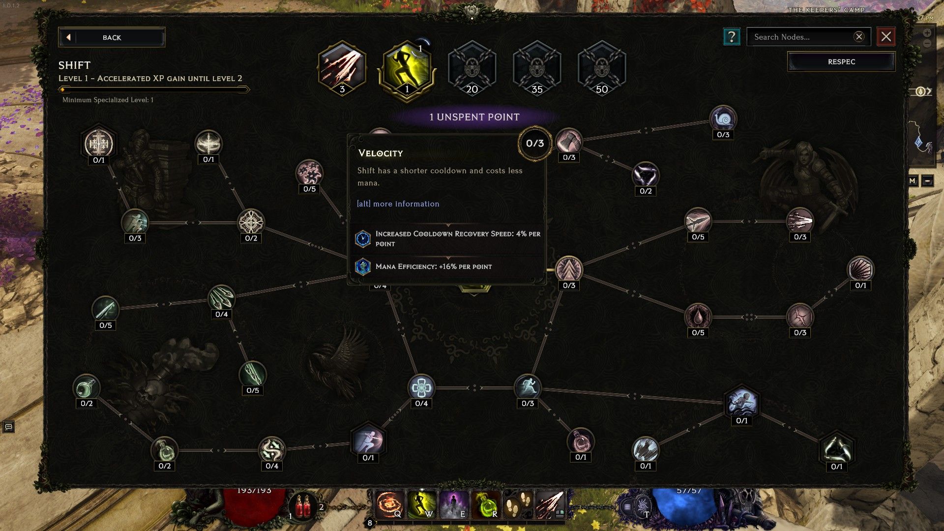 Shift skill tree for Rogues in Last Epoch