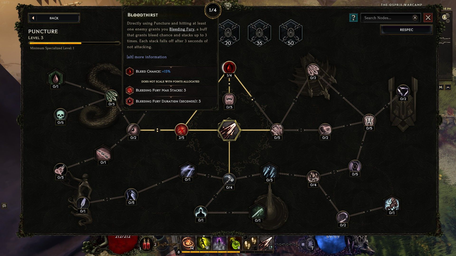 Skill tree for the Rogue Puncture ability in Last Epoch