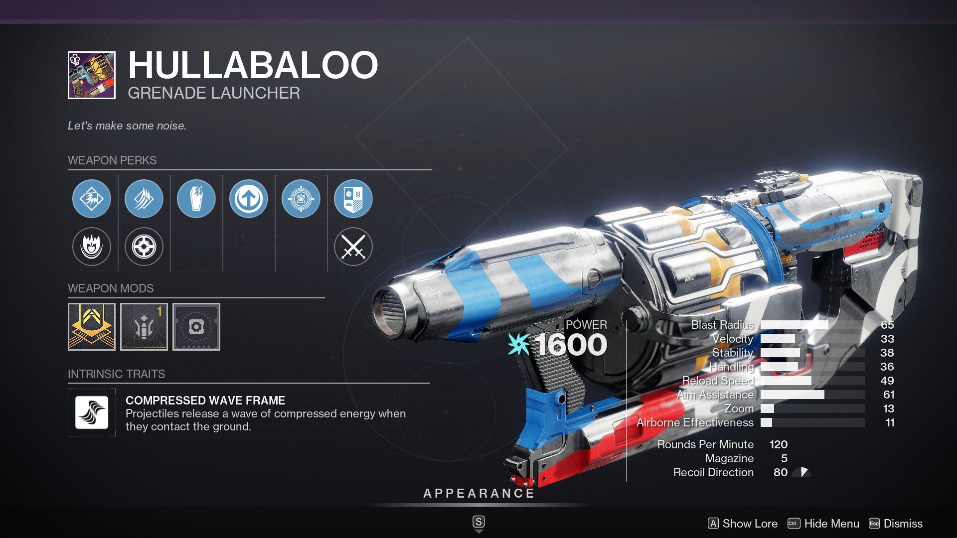 Curated roll for the Hullabaloo in Destiny 2