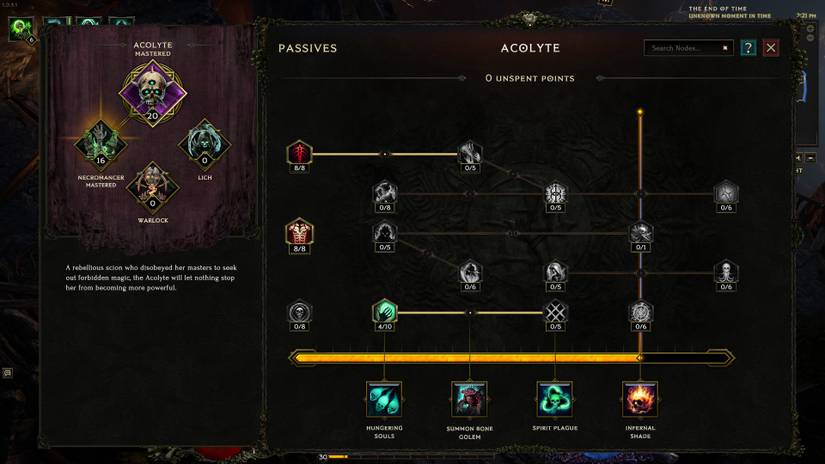 Acolyte passive tree in Last Epoch