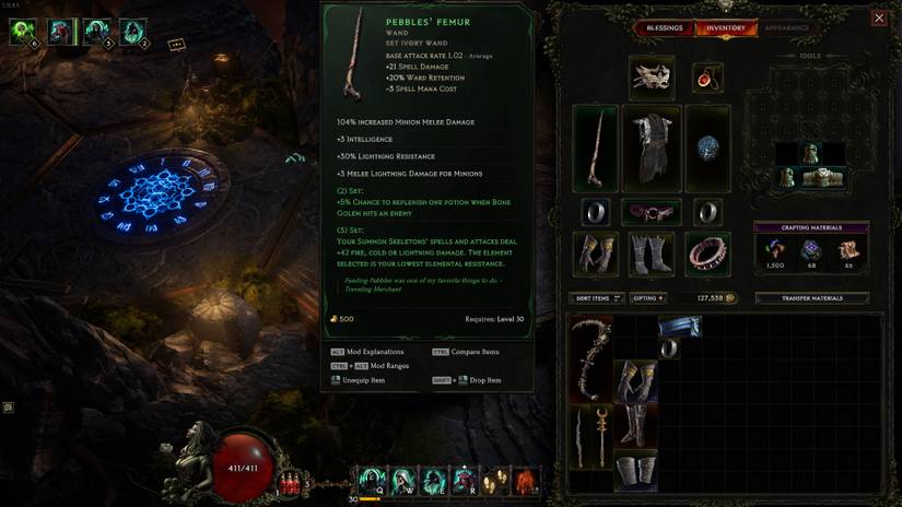 Pebble's set effect in Last Epoch