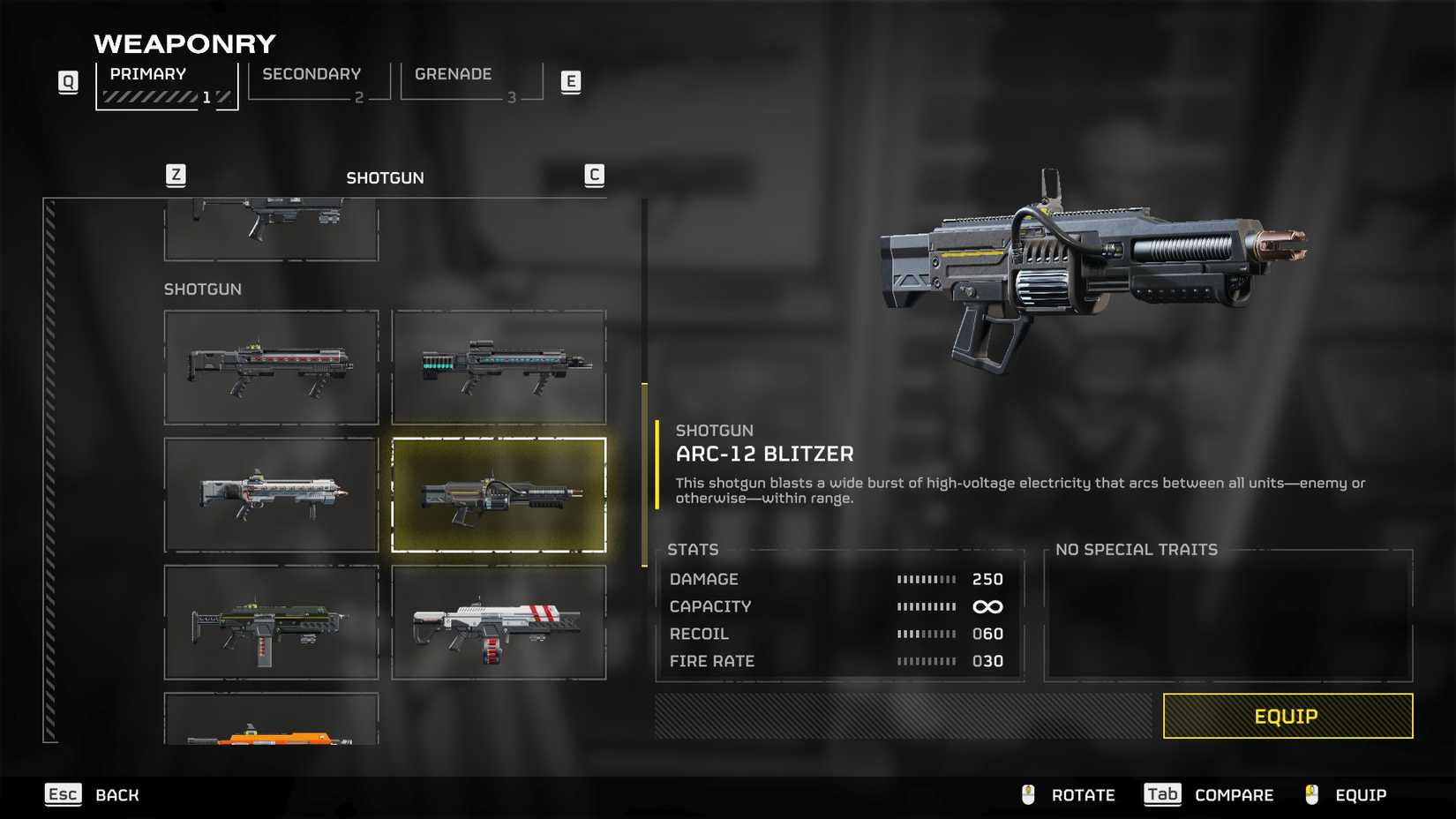 The ARC-12 Blitzer's stats in Helldivers 2