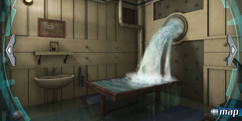 Water coming in from the outside in 999: Nine Hours, Nine Persons, Nine Doors