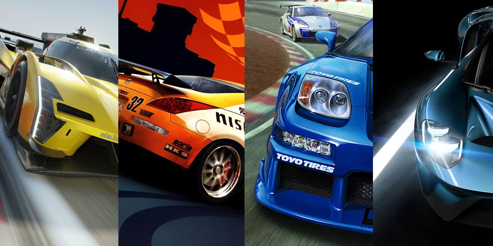 A collage of Forza Motorsport covers