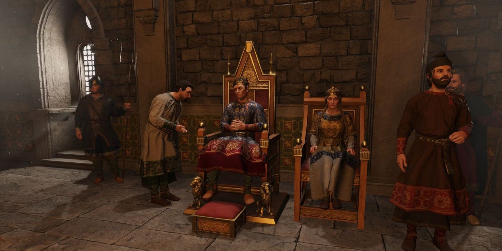 A scene from the Royal Court in Crusader Kings 3