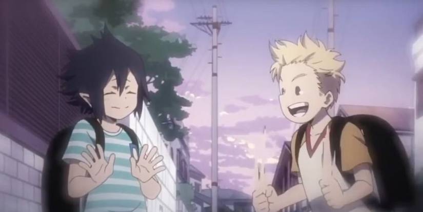 A Young Mirio cheer ups a Young Tamaki.