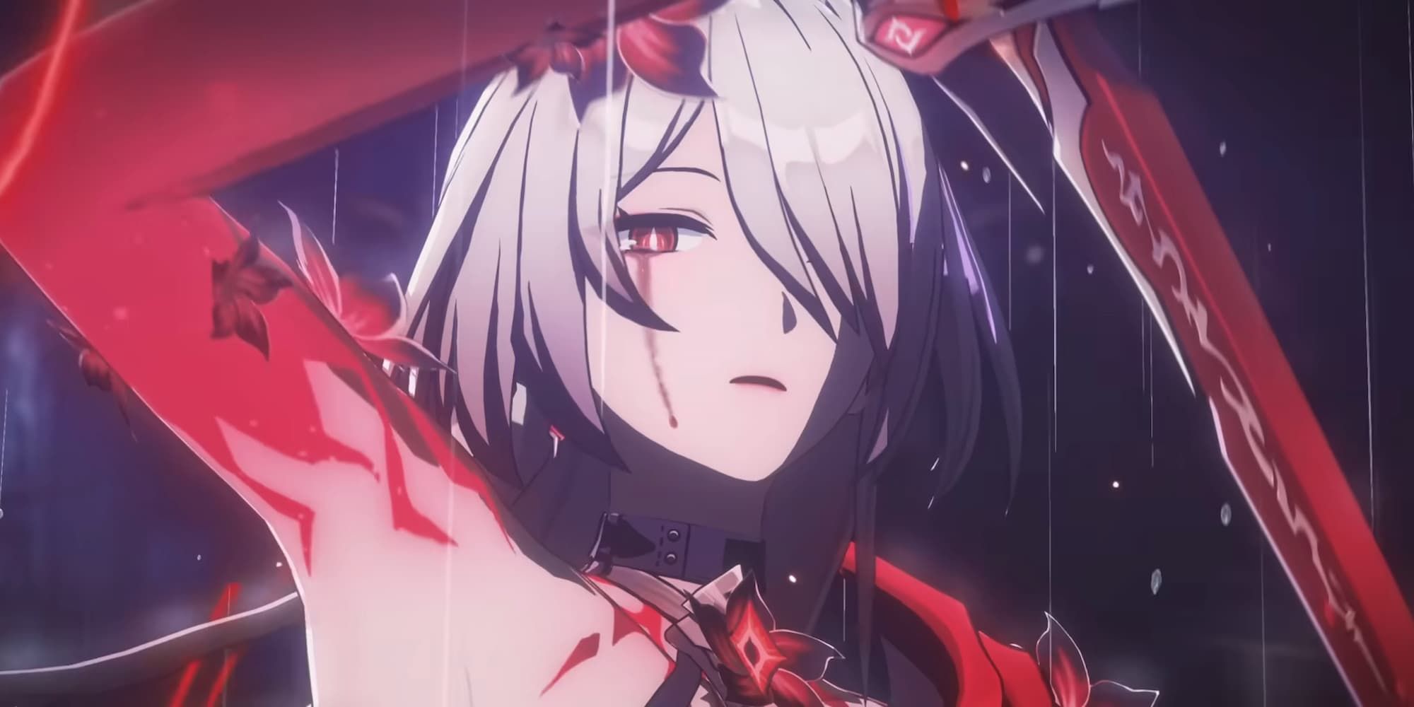 A still of Acheron in her character trailer for Honkai Star Rail