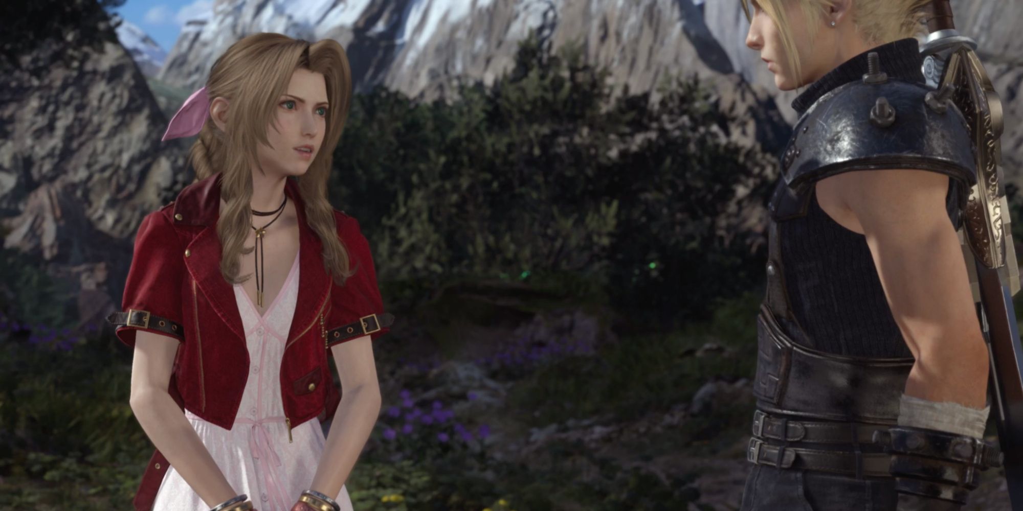Aerith and Cloud at the chocobo ranch in Final Fantasy 7 Rebirth